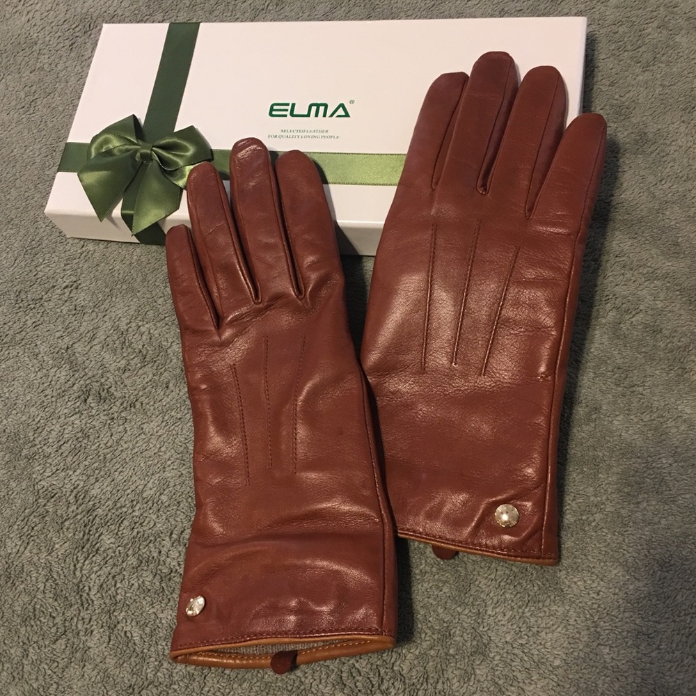 100% Leather Touchscreen Gloves by Elma